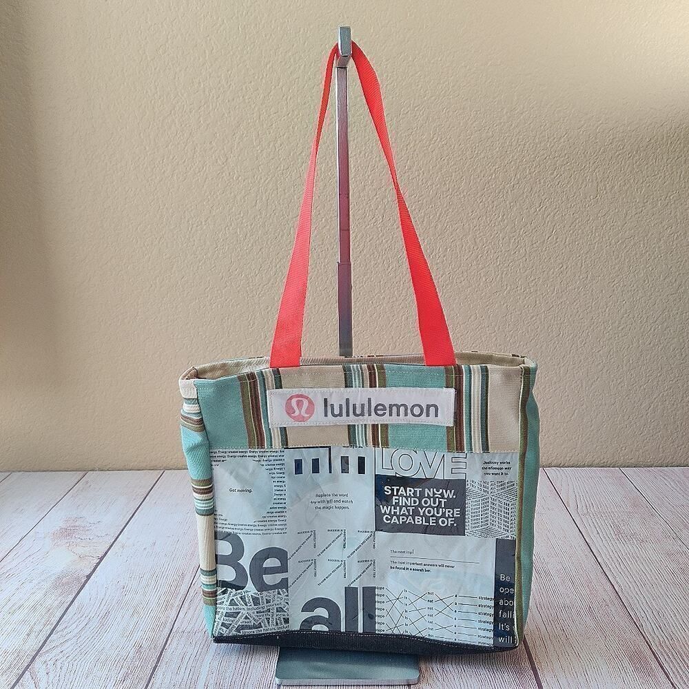 Lululemon striped one-of-a-kind upcycle handmade tote